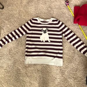 Loft striped pug sweater Size M